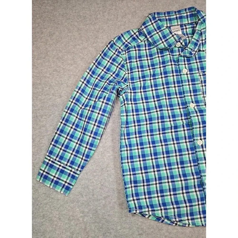 Carter's Toddler Boys 3T 2 pc Set Plaid Button Down Top & Jogger Pant Outfit NWT
